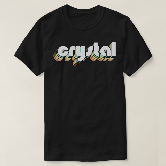 Camiseta Crystal Retro Estilo de tipografía arcoiris oscuro (Diseño del anverso)