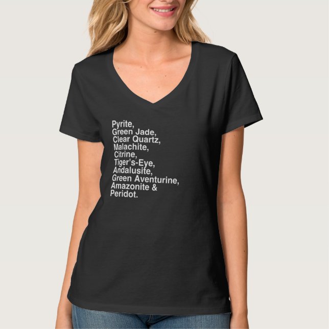 Camiseta Crystal's List of Powerful Abundance Stones Graph (Anverso)