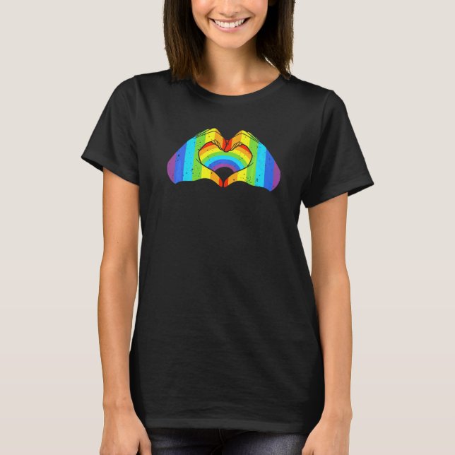 Camiseta Csd Lgbt Manos Forman Corazón Arcoíris Orgullo  6 (Anverso)