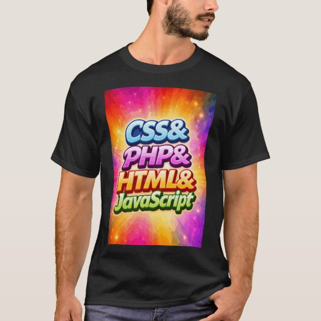 Camiseta CSS y PHP y HTML y JavaScript (Anverso)
