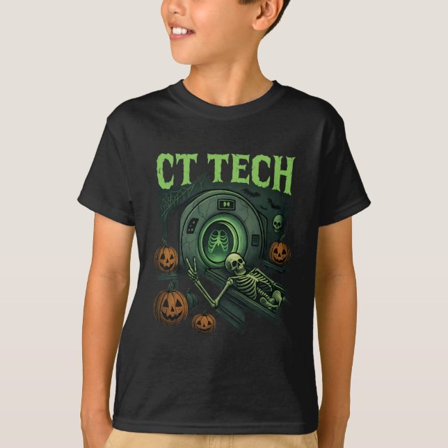 Camiseta Ct Tech Skeleton Funny Halloween Mri Technia Ra (Anverso)