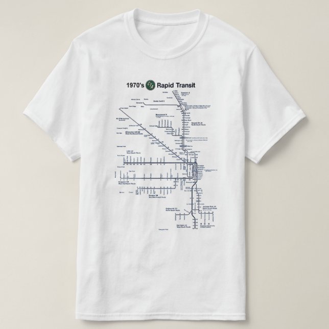 Camiseta CTA "L" Rapid Transit 1970 Map Chicago, Illinois (Diseño del anverso)