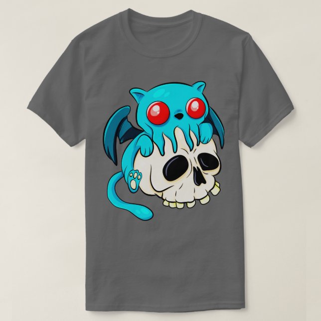 Camiseta Cthulhu Cat Cute Kawaii Cathulhu Kitten Fun Skull (Diseño del anverso)