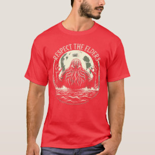 Camiseta Cthulhu Respeta a los Ancianos Vinilo Horror Cósmi