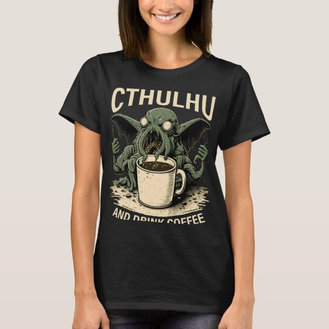 Camiseta Cthulhu y café (Anverso)