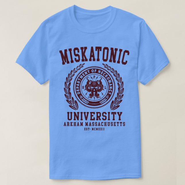 CAMISETA CTHULU Y LOVECRAFT MISKATONIC UNIVERSIDAD (Diseño del anverso)