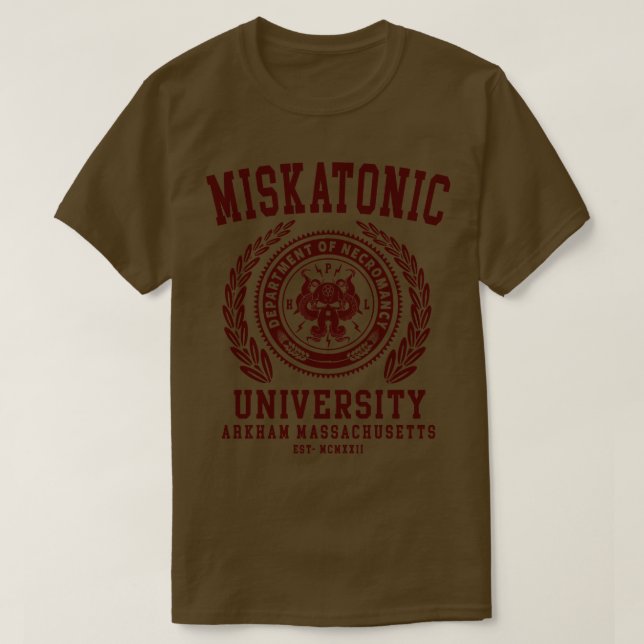 CAMISETA CTHULU Y LOVECRAFT MISKATONIC UNIVERSIDAD (Diseño del anverso)