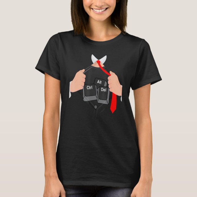 Camiseta Ctrl Alt Del I pirata informático código piratería (Anverso)