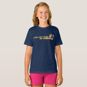Camiseta CTRL+ALT+DEL Mi Tarea Divertido Gato Tech Niños