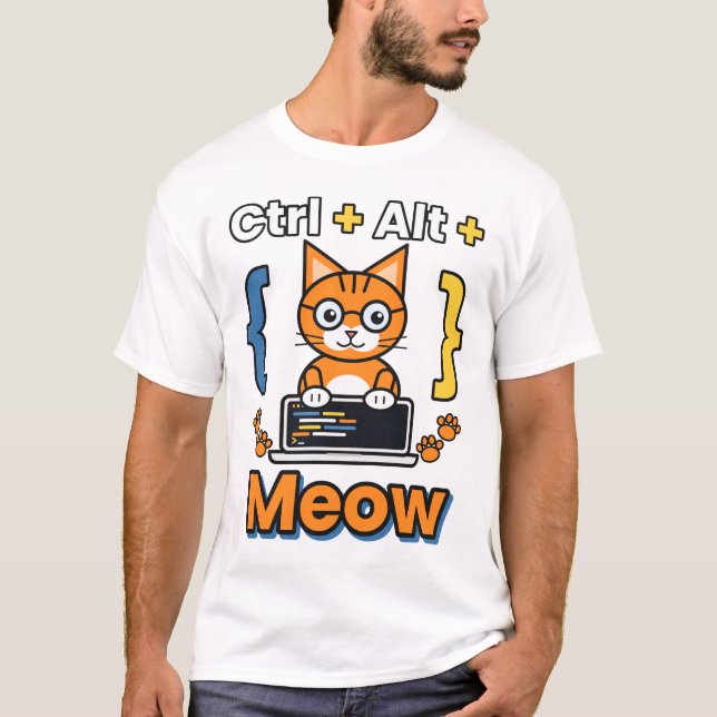 Camiseta Ctrl Alt Meow Programador Gato Codificaci (Anverso)