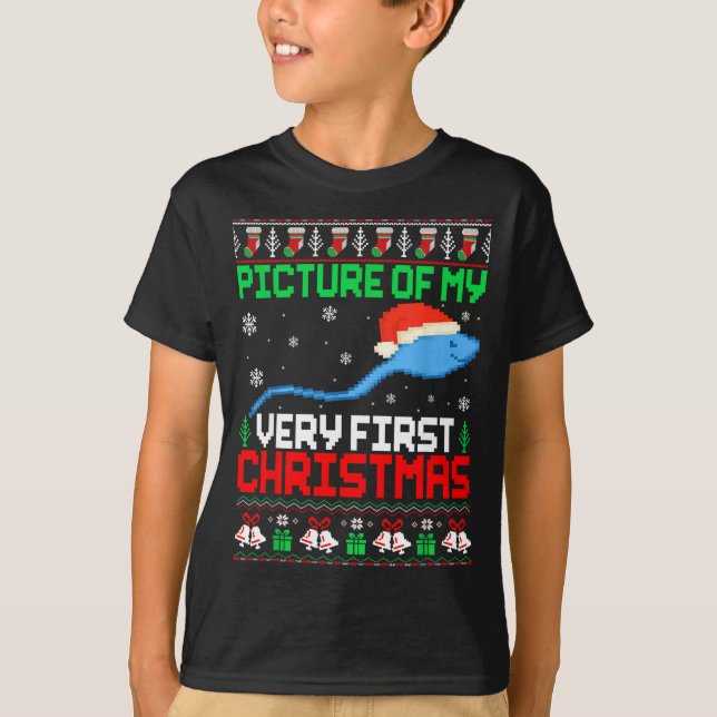 Camiseta Cture Of My Very First Christmas Joke Ugly Xmas Sw (Anverso)