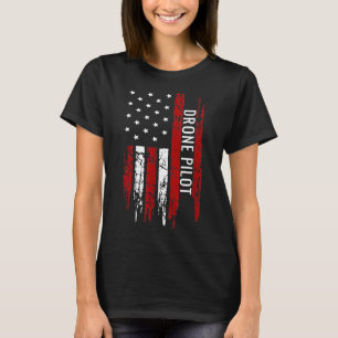 Camiseta Cuadcopter De La Bandera Estadounidense De Drones