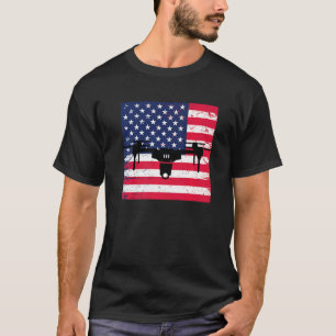 Camiseta Cuadcopter Del Piloto De Drones De Bandera De Los
