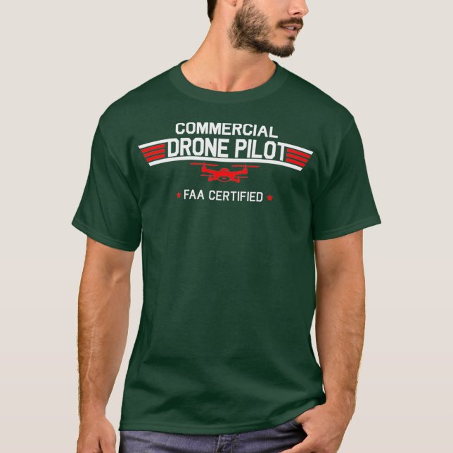 Camiseta Cuadcopto comercial del piloto piloto de drones ce (Anverso)