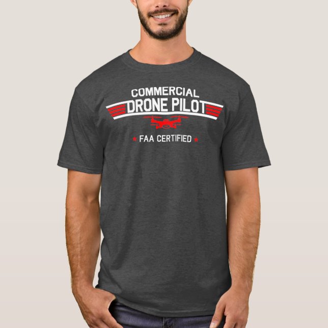 Camiseta Cuadcopto comercial del piloto piloto de drones ce (Anverso)
