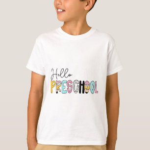 Camiseta Cuaderno De Lápiz De Maestra Elegante Hola Preesco