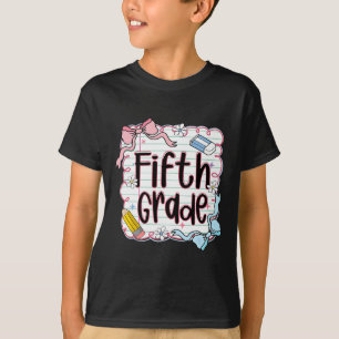 Camiseta Cuaderno rosa para niñas de quinto grado de vuelta