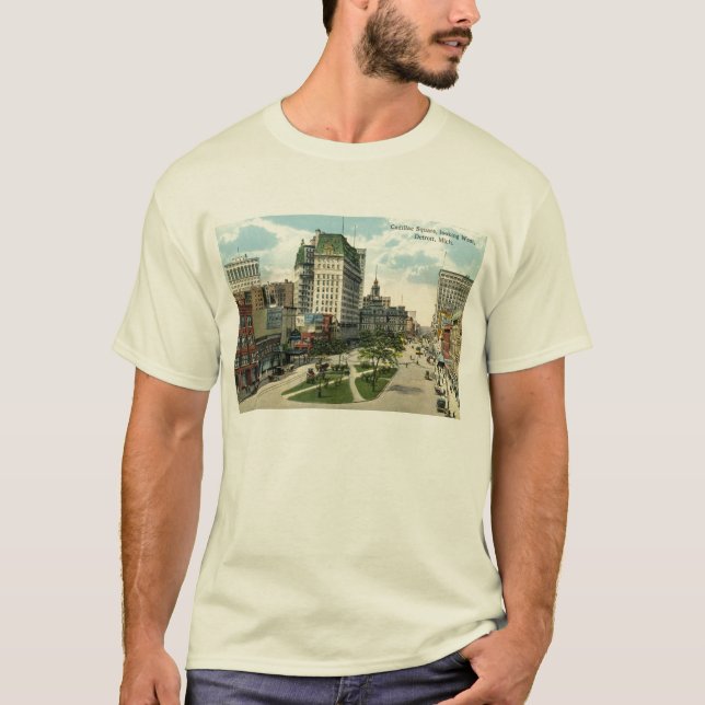 Camiseta Cuadrado de Cadillac, Detroit Michigan, vintage (Anverso)