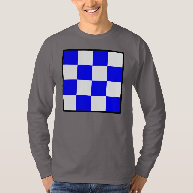 Camiseta Cuadrado de cuadros blancos y azules de NOVIEMBRE (Anverso)