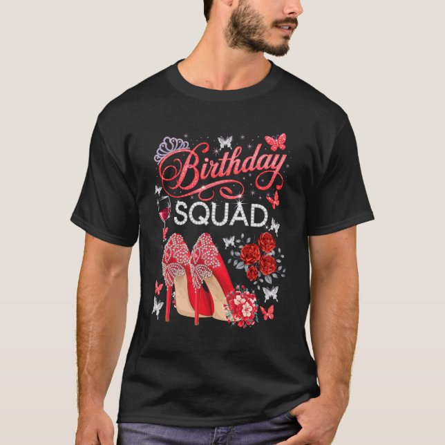 Camiseta Cuadrado de cumpleaños Diva Escuadrón Corona Coraz (Anverso)