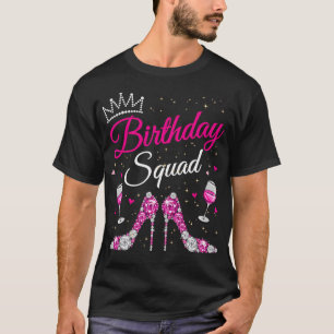 Camiseta Cuadrado de cumpleaños Diva Escuadrón Corona Coraz
