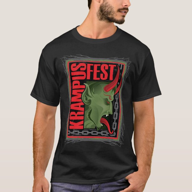 Camiseta Cuadrado de Krampus (negro T) (Anverso)