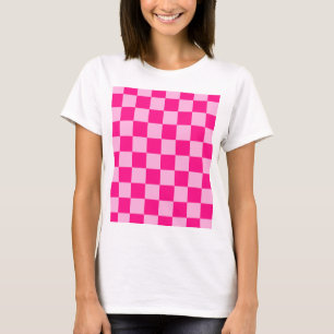 Camiseta Cuadrados a cuadros rosa caliente claro geométrico