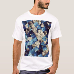 Camiseta Cuadrados abstractos de arte digital azul