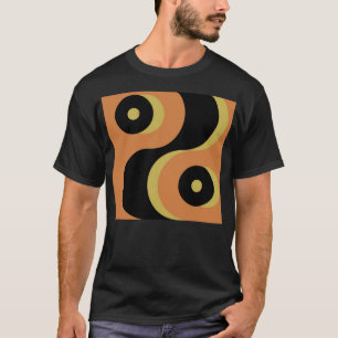 Camiseta Cuadrados de onda amarilla y negra vintage