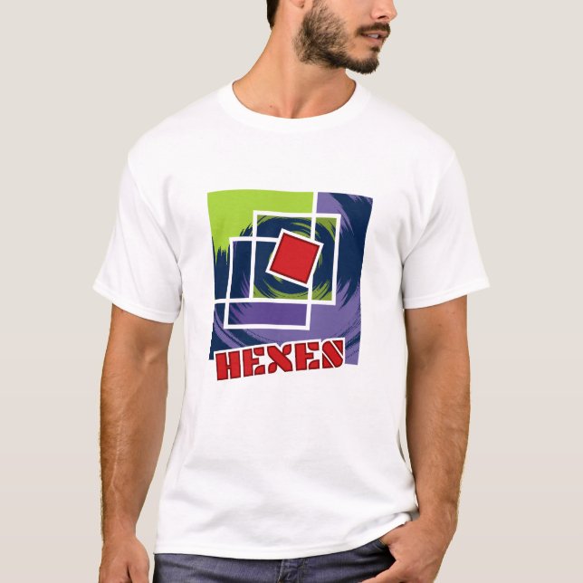 Camiseta Cuadrados de rebeldes verdes y púrpura con hexácul (Anverso)