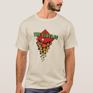 Camiseta Cuadrados rojos y amarillos con texto verde de los