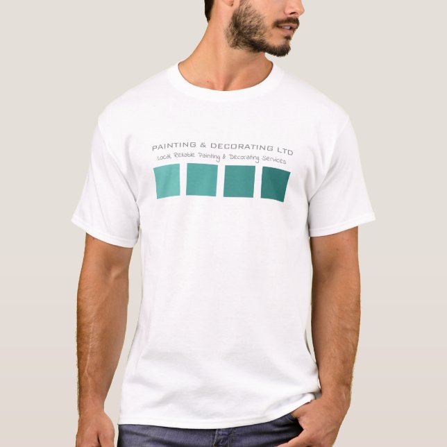 Camiseta Cuadrados verde azulados de Ombre, Anuncio de pint (Anverso)