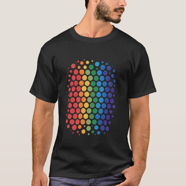Camiseta Cuadrícula de puntos de medio tono de arcoíris ret (Anverso)