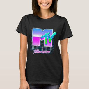 Camiseta Cuadrícula MTV Vaporwave con estética retro neon