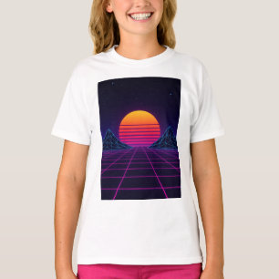 Camiseta Cuadrícula Neon Sunset - Stic de ondas sintéticas