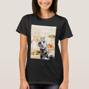 Camiseta Cuadrilla de la comida del selfie del gato diverti