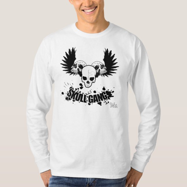 Camiseta Cuadrilla Longsleeve del cráneo (Anverso)