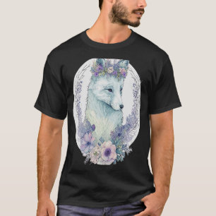Camiseta Cuadrillo Ártico Fox Flor Crown Flor acuarela Ani