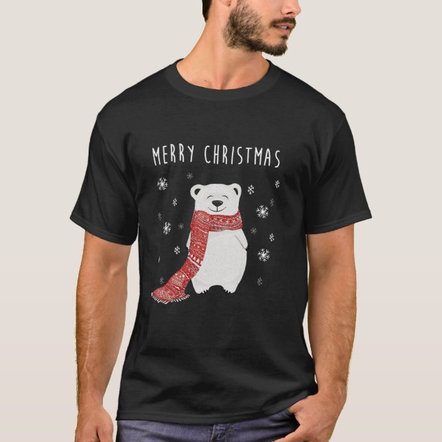 Camiseta Cuadrillo de oso polar dulce Feliz Navidad Navidad (Anverso)