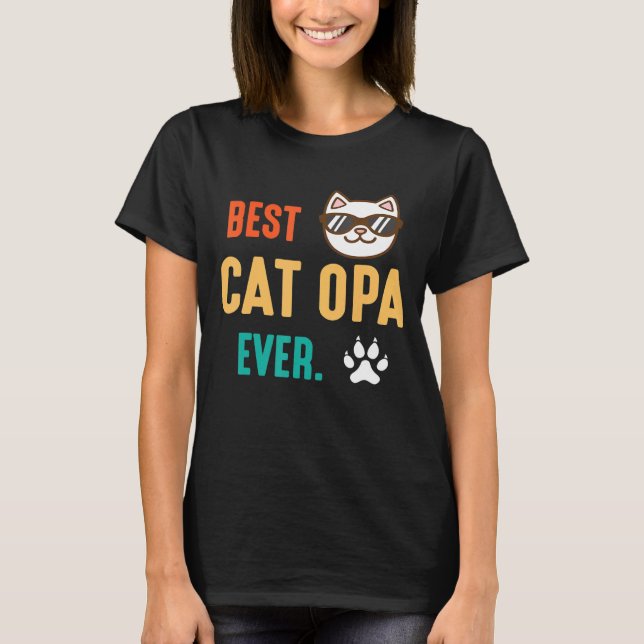 Camiseta Cuadrita Cara El Mejor Gato Opa Feliz Día Para Mí  (Anverso)