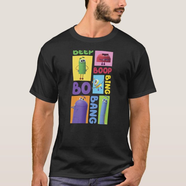Camiseta Cuadro de caracteres de los robots de texto arriba (Anverso)