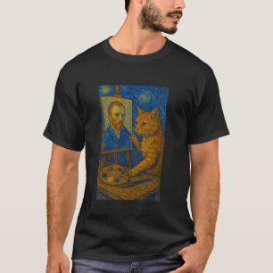 Camiseta Cuadro de gato de Van Gogh Arte divertido Amante d