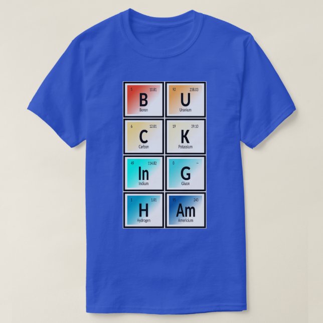 Camiseta Cuadro periódico de Buckingham 1 (Diseño del anverso)