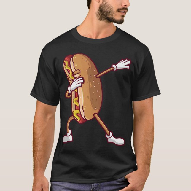 Camiseta Cuadros Dabbing Hot Dog Comida divertida bailando (Anverso)