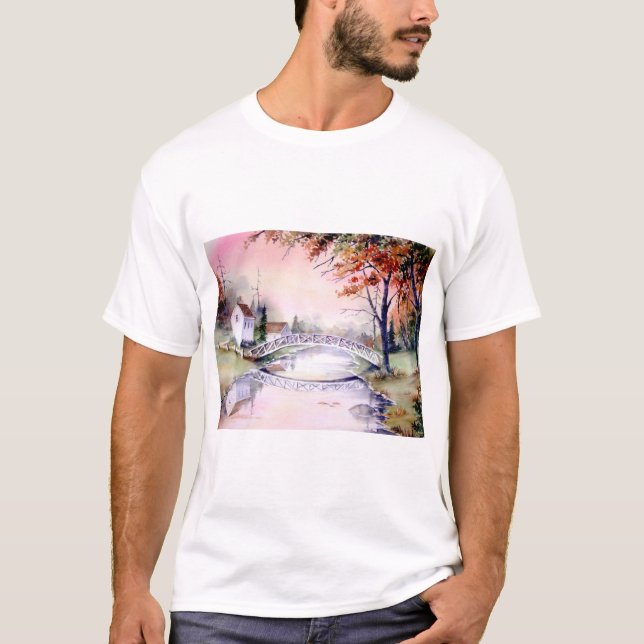 Camiseta Cuadros de acuarela de Arched Bridge New England (Anverso)