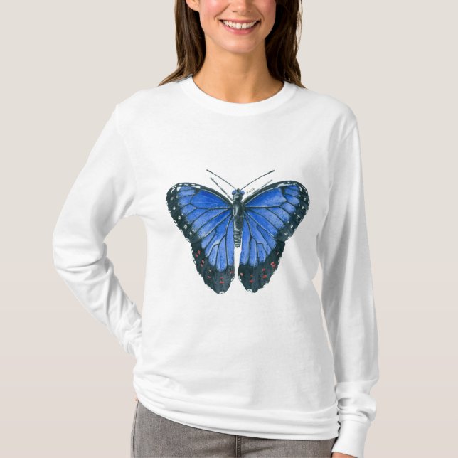 Camiseta Cuadros de acuarela de morfo azul (Anverso)