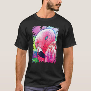 Camiseta Cuadros De Flamingo Rosa De Agua Artesanía De Aves