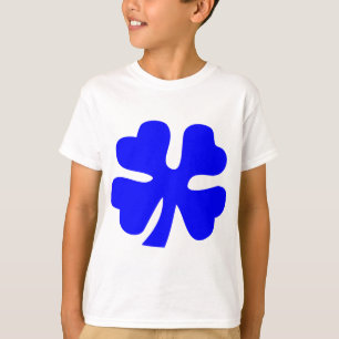 Camiseta Cuadros de hojas de trébol - Azul