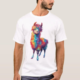 Camiseta Cuadros de llama arco iris