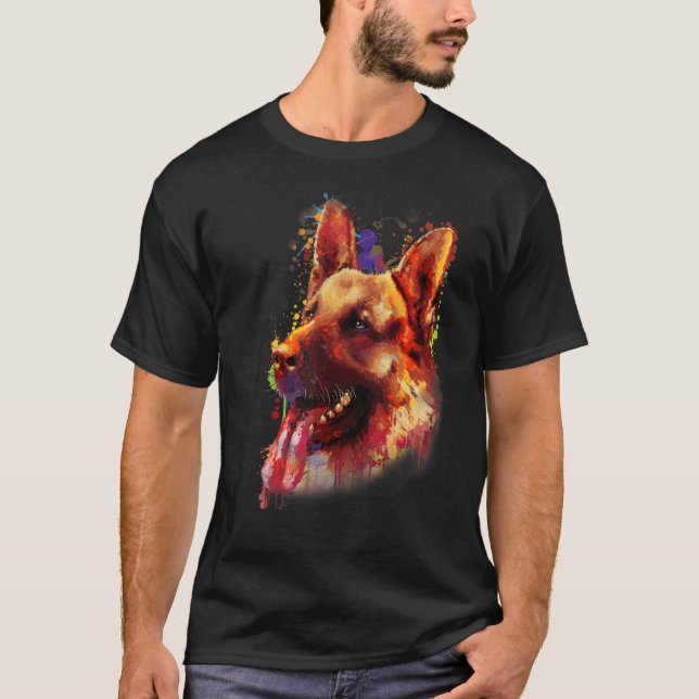 Camiseta Cuadros de pastores germanos sonrientes felices (Anverso)